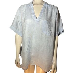 Rafaella Light Blue Linen Top